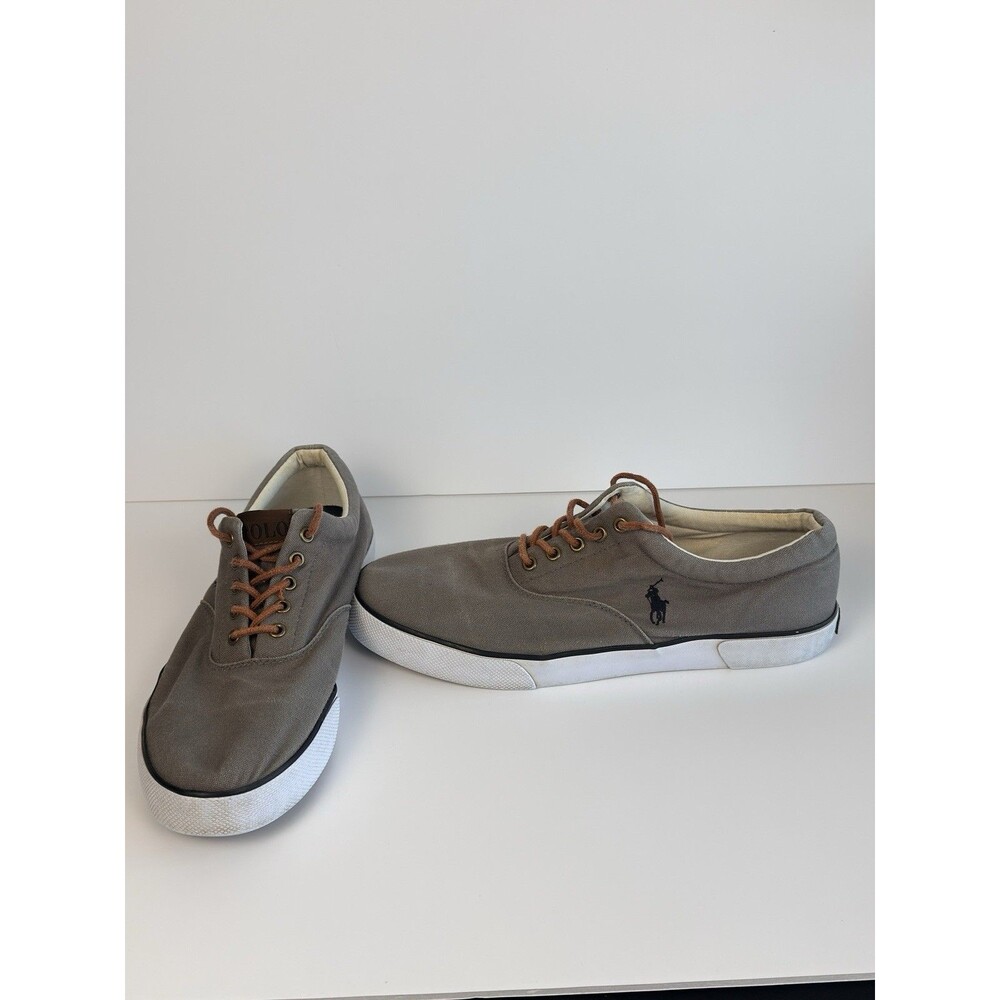 Polo Ralph Lauren Mens ForestMont 2 Low Top Canvas Trainers Soft Grey Size 13 D